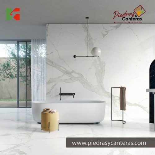 Porcelanato Calacatta Bianco porcelanato de alta resistencia.