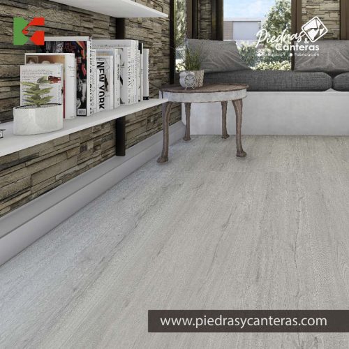 Porcelanato Madera Rodano Gris Claro Piedras