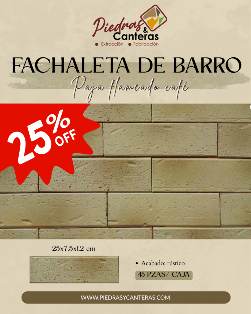 fachaleta de barro paja flameado cafe descuento