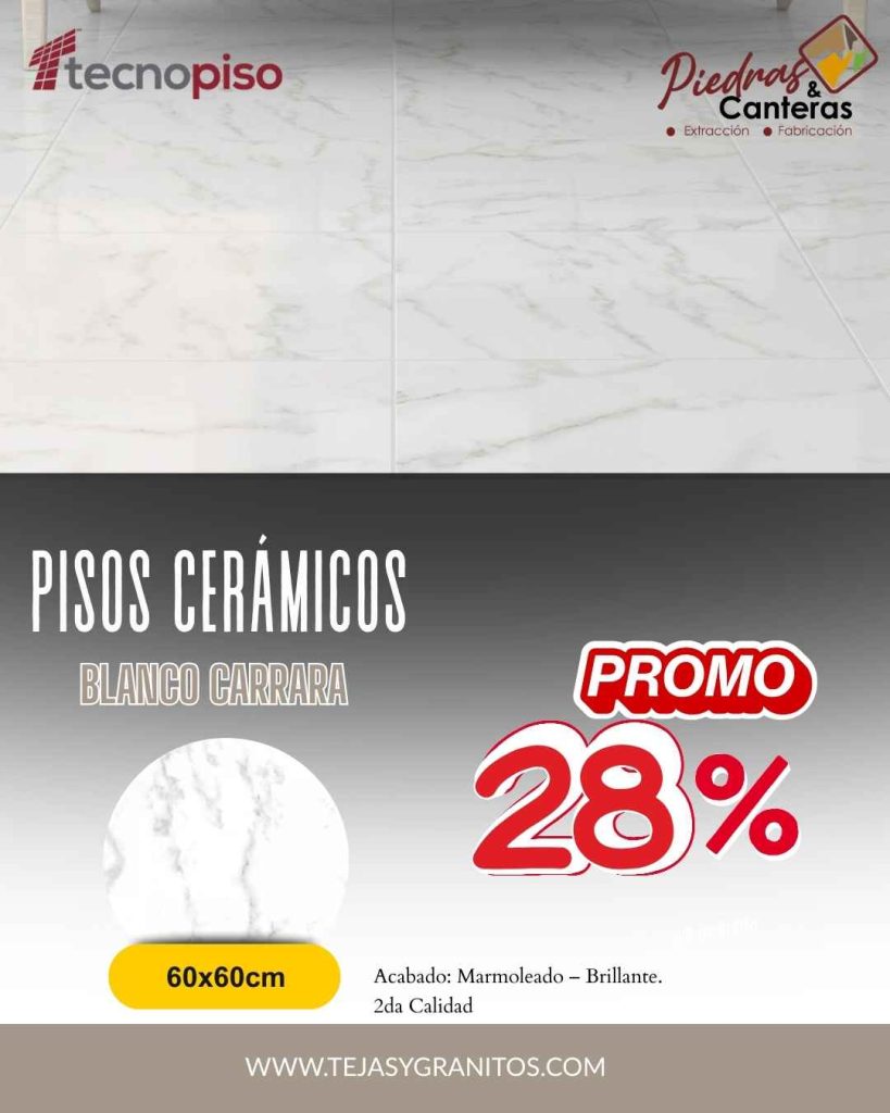 Piso Cerámico Blanco Carrara Promociones